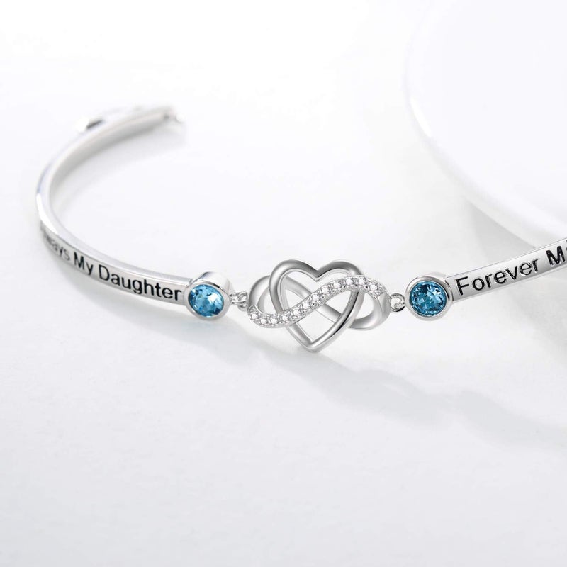AOBOCO 925 Sterling Silver Adjustable Infinity Heart Bangle Bracelet for Sister Best Friend Daughter Mom Grandma Granddaughter Daughter in Law Godmother Goddaughter Stepmom Stepdaughter - Image 3